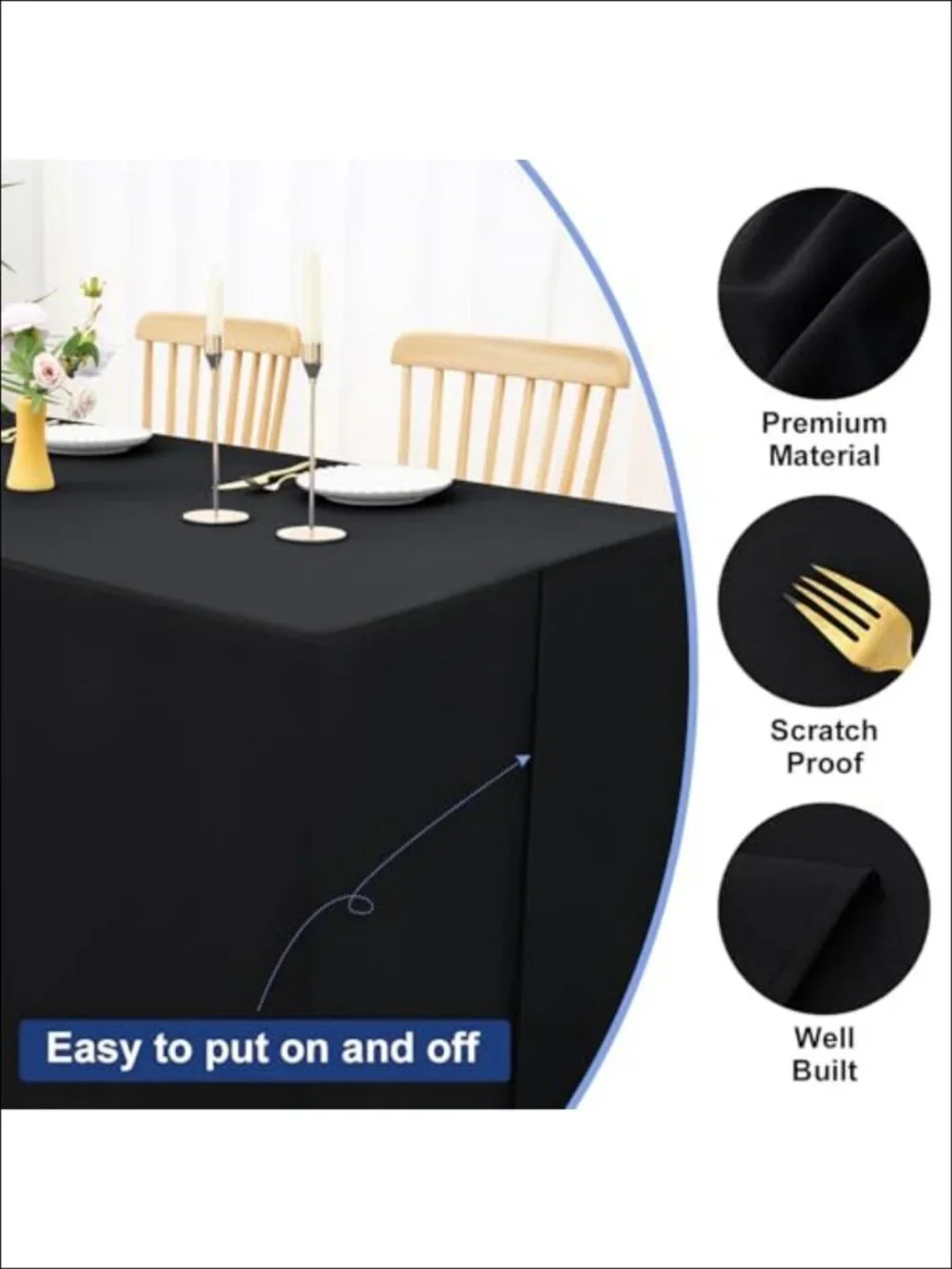 2 Pack Fitted Tablecloth 6ft Washable Polyester Waterproof Table Cover
